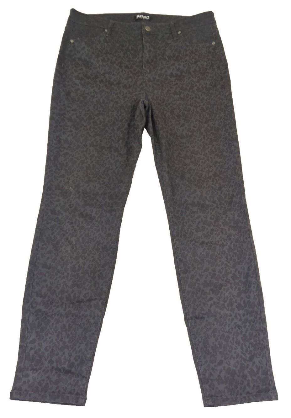 Buffalo David Bitton Women's Pants Hanna 12/32 Black Leopard High Rise Stretch